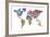 Text Map of the World-Michael Tompsett-Framed Art Print