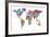 Text Map of the World-Michael Tompsett-Framed Art Print