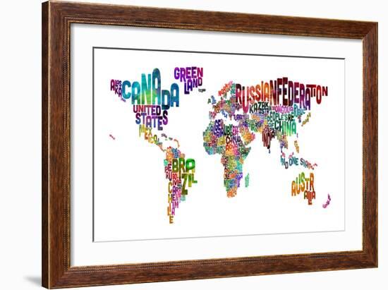 Text Map of the World-Michael Tompsett-Framed Art Print