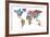 Text Map of the World-Michael Tompsett-Framed Art Print