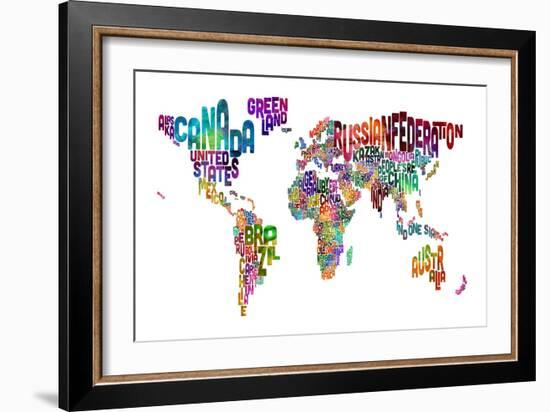 Text Map of the World-Michael Tompsett-Framed Art Print