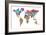 Text Map of the World-Michael Tompsett-Framed Art Print