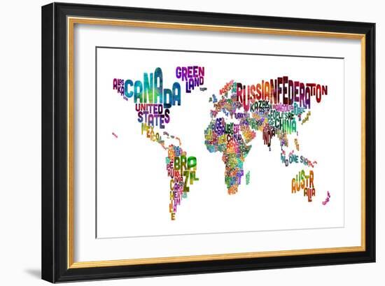 Text Map of the World-Michael Tompsett-Framed Art Print