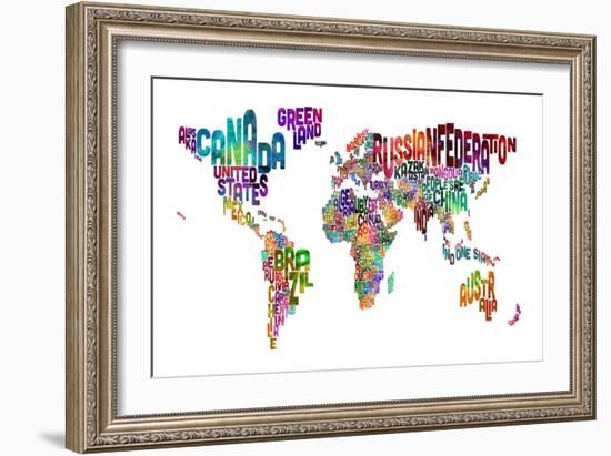 Text Map of the World-Michael Tompsett-Framed Premium Giclee Print