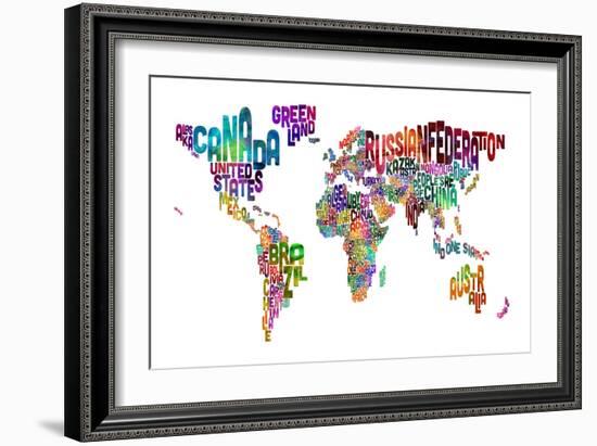 Text Map of the World-Michael Tompsett-Framed Premium Giclee Print