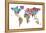 Text Map of the World-Michael Tompsett-Framed Stretched Canvas