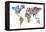 Text Map of the World-Michael Tompsett-Framed Stretched Canvas