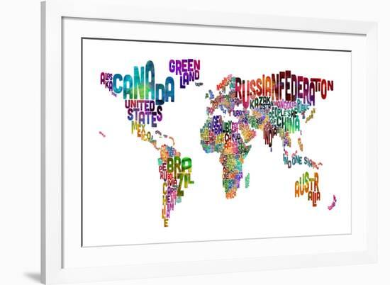 Text Map of the World-Michael Tompsett-Framed Art Print