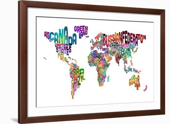 Text Map of the World-Michael Tompsett-Framed Art Print