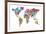 Text Map of the World-Michael Tompsett-Framed Art Print