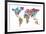 Text Map of the World-Michael Tompsett-Framed Art Print