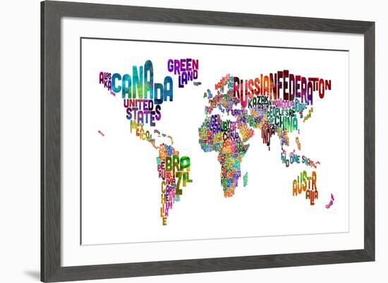 Text Map of the World-Michael Tompsett-Framed Art Print