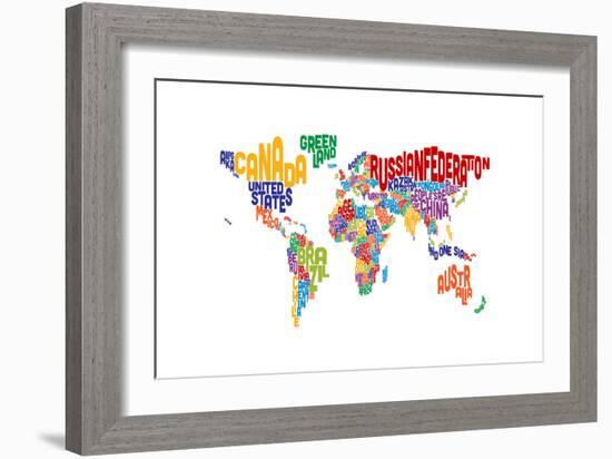 Text Map of the World-Michael Tompsett-Framed Art Print