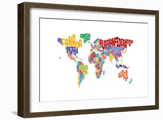 Text Map of the World-Michael Tompsett-Framed Art Print