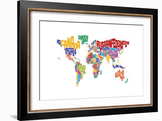 Text Map of the World-Michael Tompsett-Framed Art Print