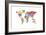 Text Map of the World-Michael Tompsett-Framed Art Print