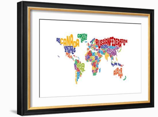 Text Map of the World-Michael Tompsett-Framed Art Print