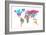 Text Map of the World-Michael Tompsett-Framed Art Print