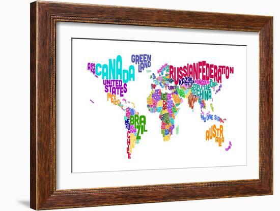 Text Map of the World-Michael Tompsett-Framed Art Print