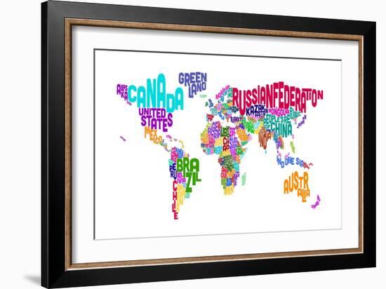 Text Map of the World-Michael Tompsett-Framed Art Print