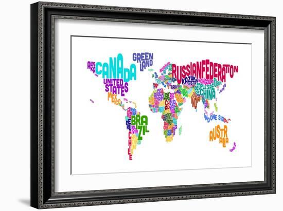 Text Map of the World-Michael Tompsett-Framed Art Print