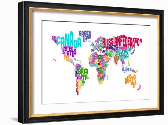 Text Map of the World-Michael Tompsett-Framed Art Print