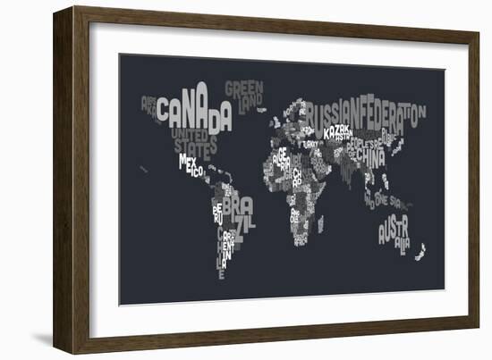 Text Map of the World-Michael Tompsett-Framed Art Print