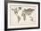 Text Map of the World-Michael Tompsett-Framed Art Print