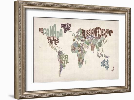 Text Map of the World-Michael Tompsett-Framed Art Print