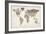 Text Map of the World-Michael Tompsett-Framed Art Print