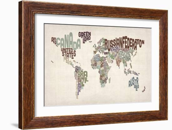 Text Map of the World-Michael Tompsett-Framed Art Print