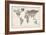 Text Map of the World-Michael Tompsett-Framed Art Print