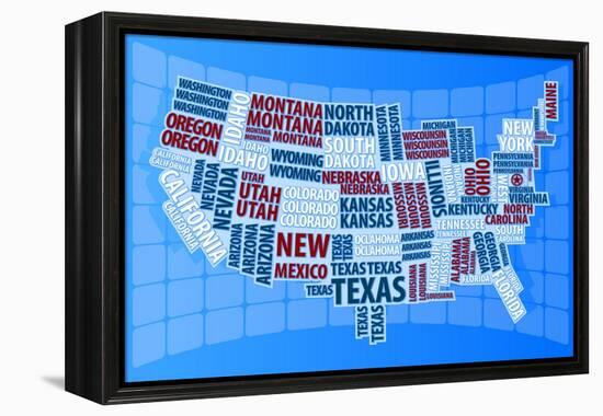 Text USA Map-alanuster-Framed Stretched Canvas