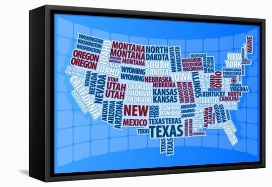 Text USA Map-alanuster-Framed Stretched Canvas