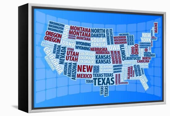 Text USA Map-alanuster-Framed Stretched Canvas