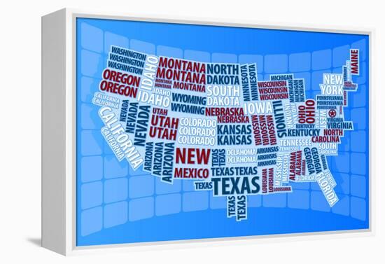 Text USA Map-alanuster-Framed Stretched Canvas