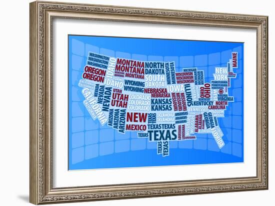 Text USA Map-alanuster-Framed Art Print