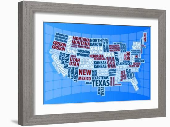 Text USA Map-alanuster-Framed Art Print