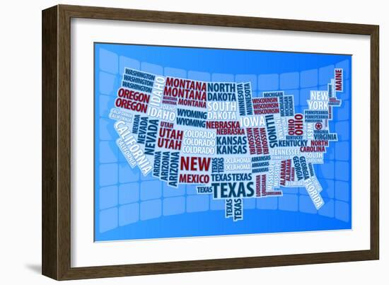 Text USA Map-alanuster-Framed Art Print