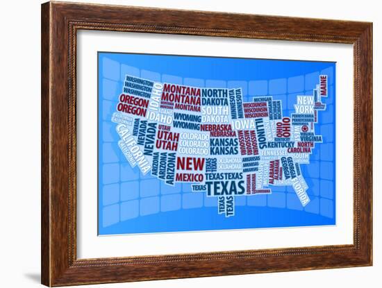 Text USA Map-alanuster-Framed Art Print