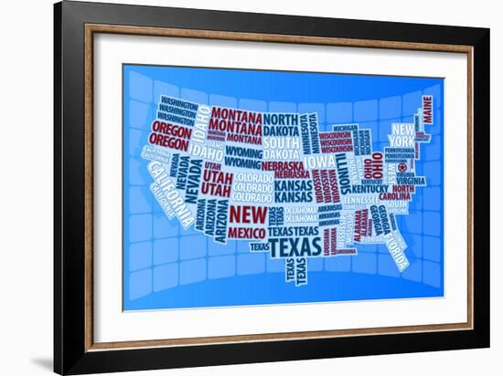 Text USA Map-alanuster-Framed Art Print