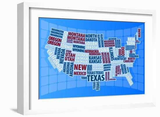 Text USA Map-alanuster-Framed Art Print