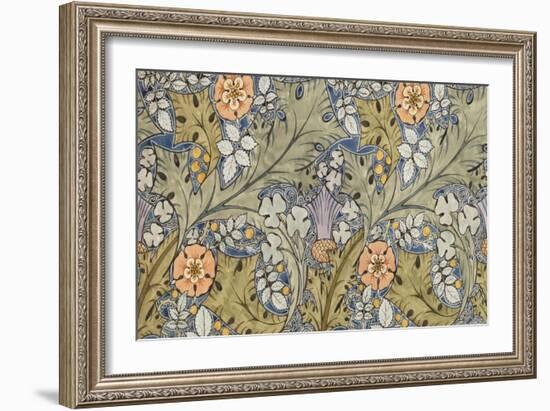 Textile Design, Pencil and Watercolour, England, 1915-null-Framed Giclee Print