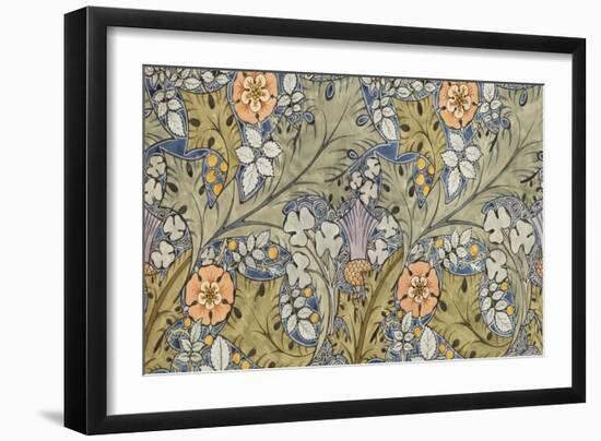 Textile Design, Pencil and Watercolour, England, 1915-null-Framed Giclee Print