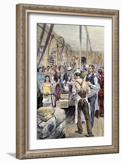 Textile Workers in a Northern Mill, 19th Century-null-Framed Giclee Print