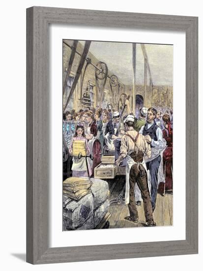 Textile Workers in a Northern Mill, 19th Century-null-Framed Giclee Print