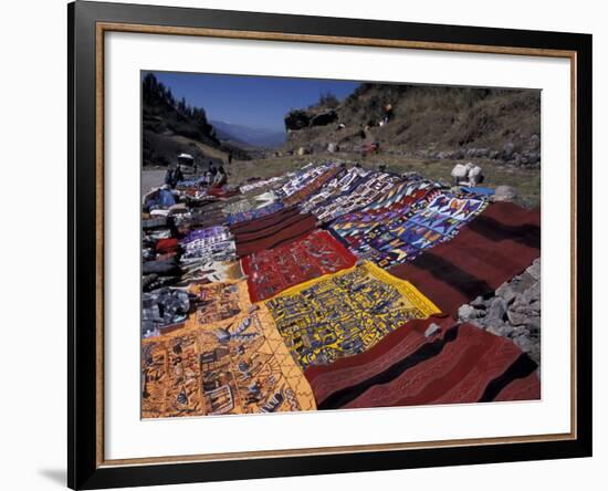 Textiles for Sale near Incan Site, Tambomachay, Peru-Cindy Miller Hopkins-Framed Photographic Print