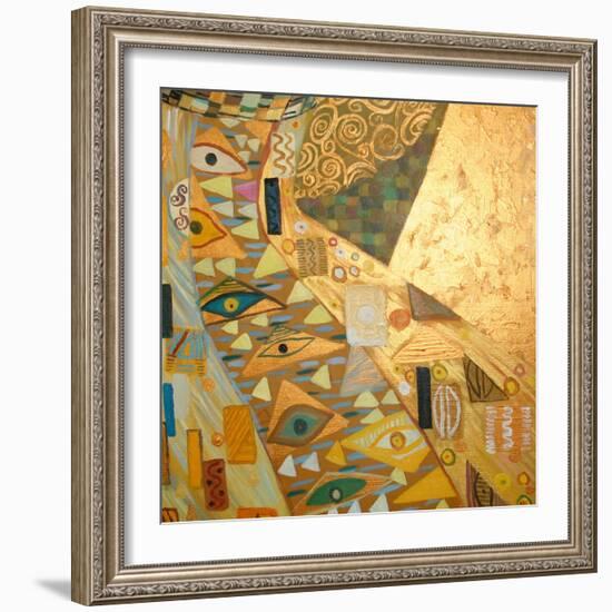 Texture, Background and Colorful Image of an Original Abstract Painting Composition,Oil on Canvas-ralwel-Framed Art Print