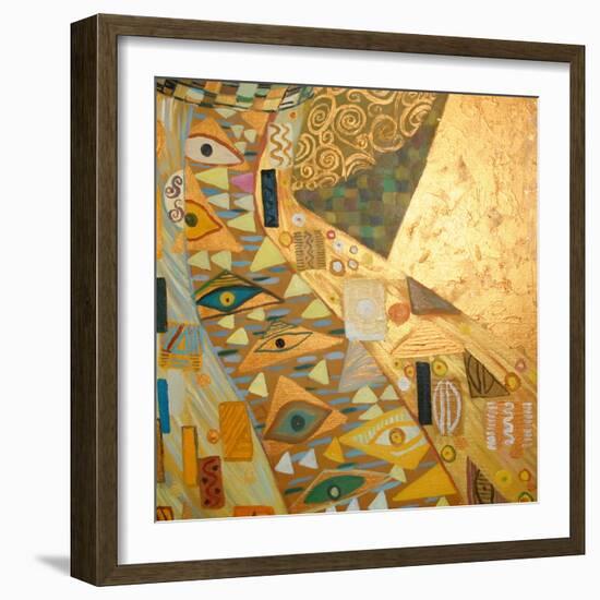 Texture, Background and Colorful Image of an Original Abstract Painting Composition,Oil on Canvas-ralwel-Framed Art Print