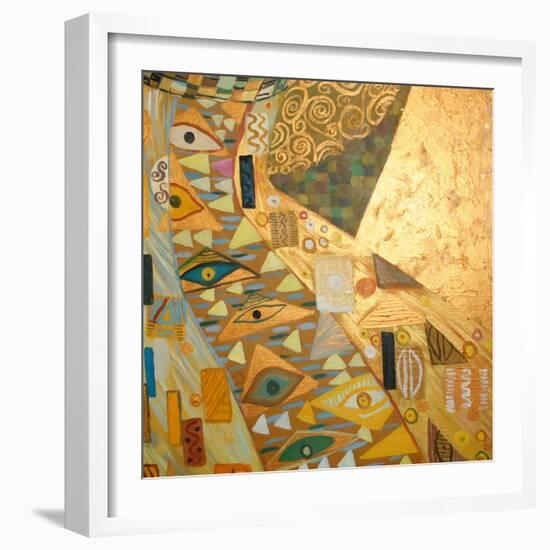 Texture, Background and Colorful Image of an Original Abstract Painting Composition,Oil on Canvas-ralwel-Framed Art Print